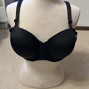 Pretty Cacique black Bra size 46C 5 hook closure multi- way strapless un…